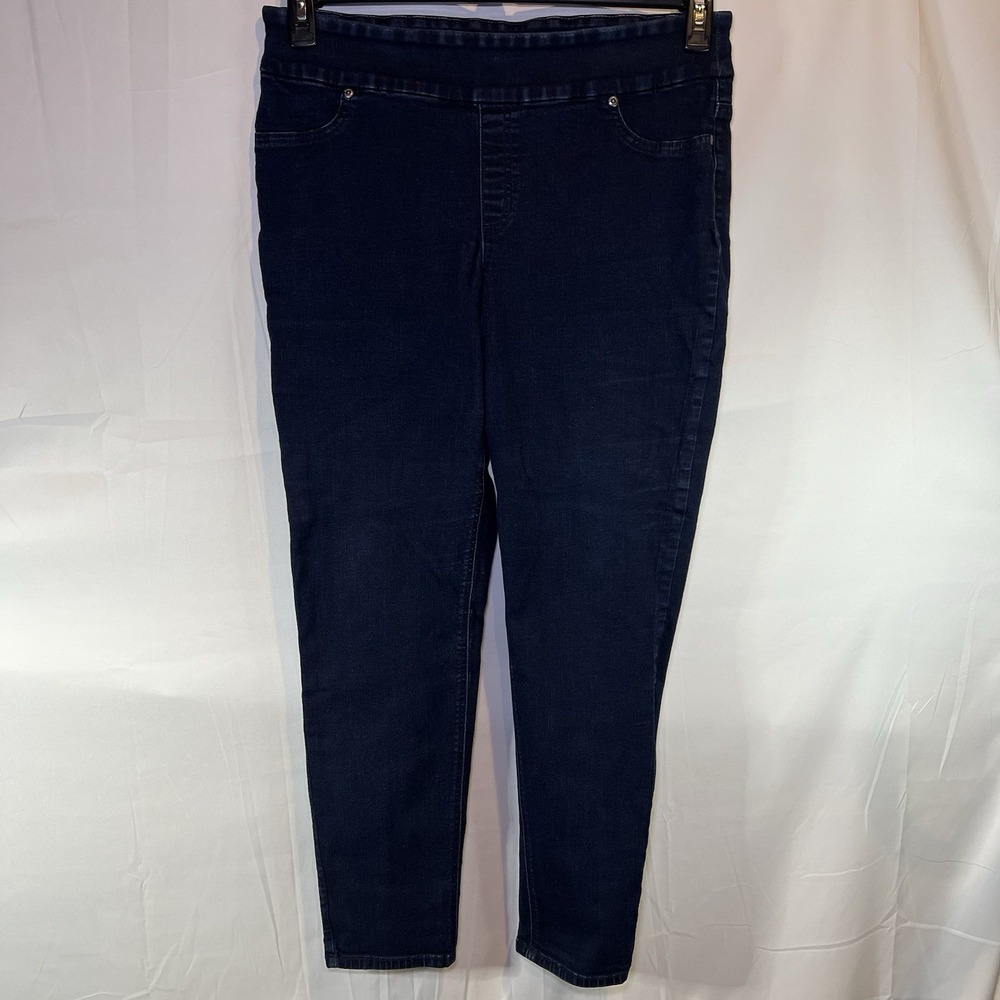 Chicos Dark Wash Perfect Stretch Nicky Jegging Denim Jeans Pull‎ On Size 12 2R